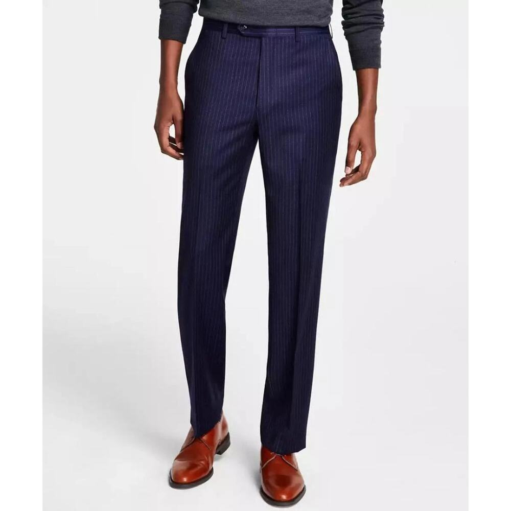 Michael Kors Men's Navy Pinstripe Wool Stretch Malone Classic Suit Pants 44x32